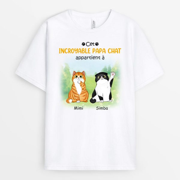 T-shirt Cet Incroyable Papa Chat Appartient A Boules de Poils Personnalise