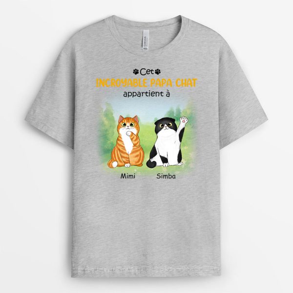 T-shirt Cet Incroyable Papa Chat Appartient A Boules de Poils Personnalise