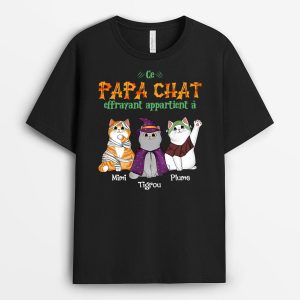 T-shirt Cette Maman Chat Ce Papa Chat Effrayant Appartient Personnalise T-shirt Cette Maman Chat Ce Papa Chat Effrayant Appartient Personnalise
