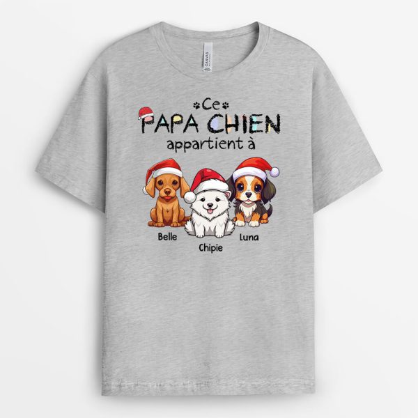 T-shirt Cette Maman Chien Ce Papa Chien Appartient A Version Noel Personnalise