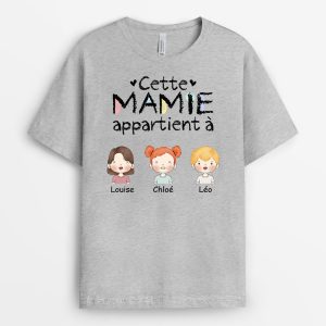 T-shirt Cette Maman Mamie Appartient a Prenoms D’enfants Personnalise