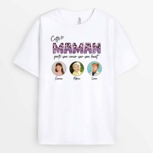 T-shirt Cette Maman Porte Son Coeur Sur Son Haut Personnalise T-shirt Cette Maman Porte Son Coeur Sur Son Haut Personnalise