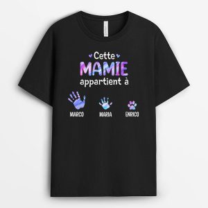 T-shirt Cette Mamie Appartient A Mains et Empreintes Personnalise T-shirt Cette Mamie Appartient A Mains et Empreintes Personnalise