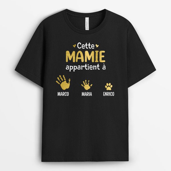 T-shirt Cette Mamie Appartient A Mains et Empreintes Personnalise