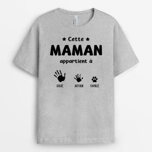 T-shirt Cette Mamie Appartient A Mains et Empreintes en Noir Personnalise