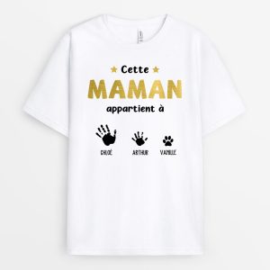 T shirt Cette Mamie Appartient A Mains et Empreintes en Noir Personnalise 3