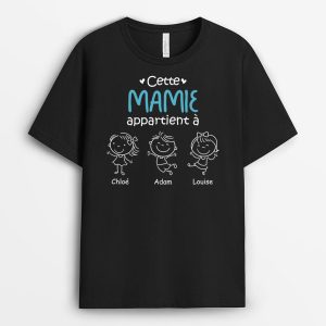 T-shirt Cette Mamie Appartient A Noir et Blanc Personnalise T-shirt Cette Mamie Appartient A Noir et Blanc Personnalise
