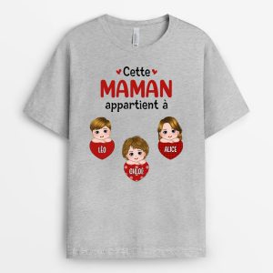 T-shirt Cette Mamie Appartient A Petits Coeurs Personnalise T-shirt Cette Mamie Appartient A Petits Coeurs Personnalise