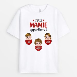 T-shirt Cette Mamie Appartient A Petits Coeurs Personnalise