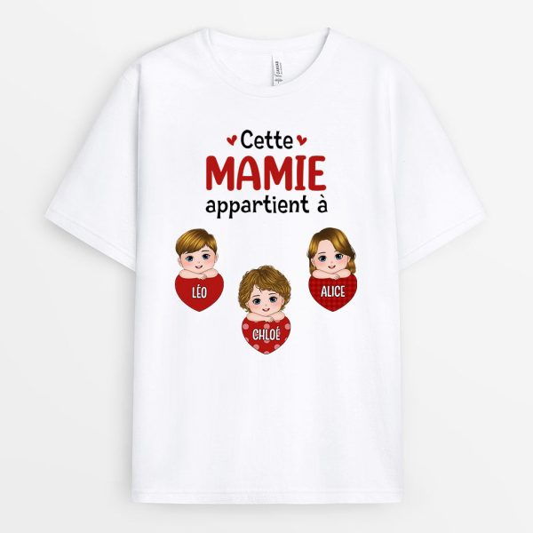 T-shirt Cette Mamie Appartient A Petits Coeurs Personnalise