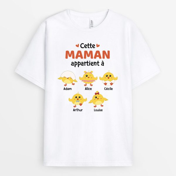 T-shirt Cette Mamie Appartient A Poussins Personnalise