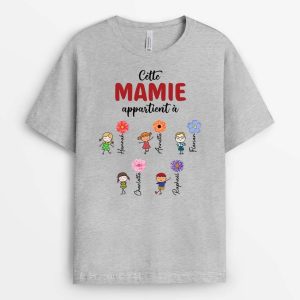T-shirt Cette MamieMaman Appartient A Fleurs Colorees Personnalise T-shirt Cette MamieMaman Appartient A Fleurs Colorees Personnalise