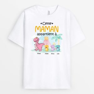 T-shirt Cette MamieMaman Appartient a Dinosaures Personnalise