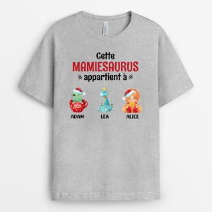 T-shirt Cette Mamiesaurus Mamansaurus Appartient a Petits Dinosaures Noel Personnalise T-shirt Cette Mamiesaurus Mamansaurus Appartient a Petits Dinosaures Noel Personnalise