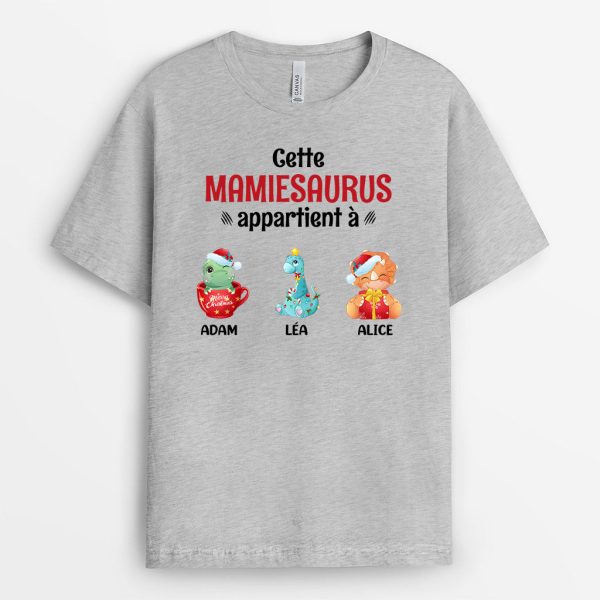 T-shirt Cette Mamiesaurus Mamansaurus Appartient a Petits Dinosaures Noel Personnalise