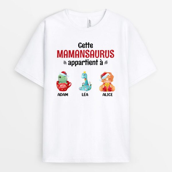 T-shirt Cette Mamiesaurus Mamansaurus Appartient a Petits Dinosaures Noel Personnalise