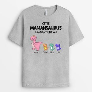 T-shirt Cette Mamiesaurus Mamansaurus Petits Dinosaures Marchent Personnalise