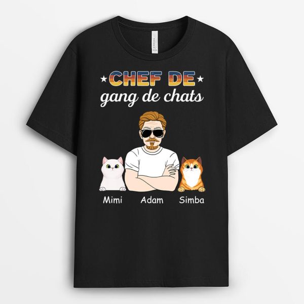 T-shirt Chef De Gang De Chats Personnalise