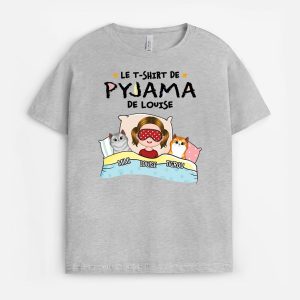 T shirt De Pyjama dAnna Avec Chat Pour Enfant Personnalise 1