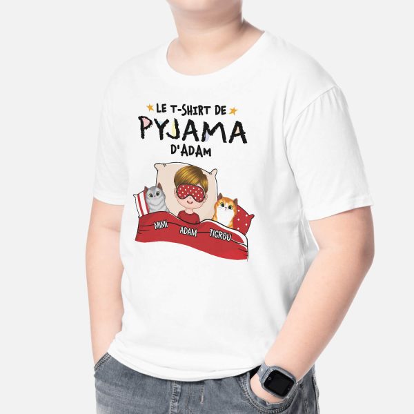 T-shirt De Pyjama d’Anna Avec Chat Pour Enfant Personnalise