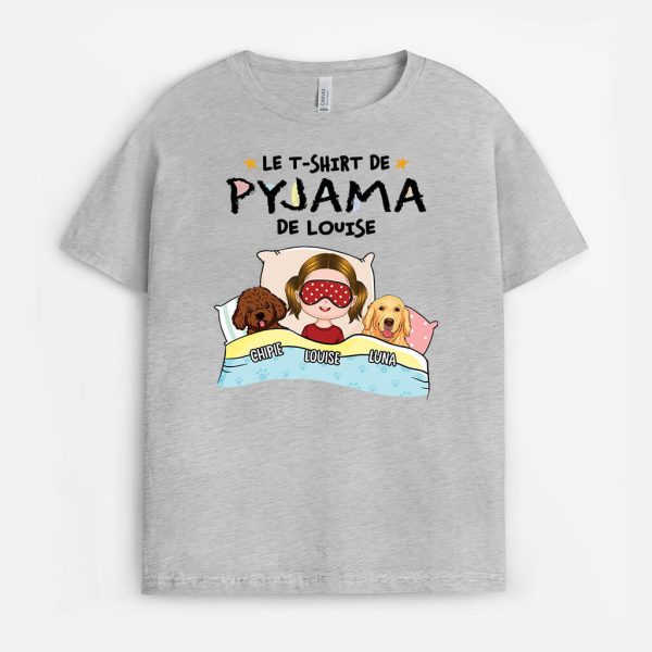 T-shirt De Pyjama d’Anna Avec Chien Pour Enfant Personnalise