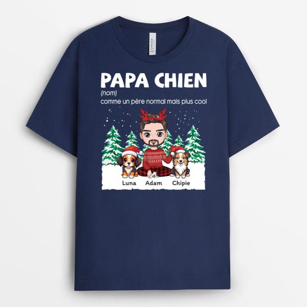 T-shirt Definition Papa De Chien Version Noel Personnalise