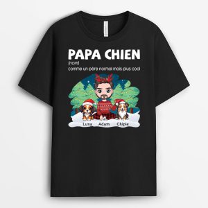 T-shirt Definition Papa De Chien Version Noel Personnalise