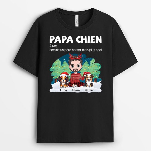 T-shirt Definition Papa De Chien Version Noel Personnalise