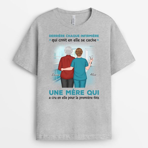 T-shirt Derriere Chaque InfirmierInfirmiere Est Une Mere Qui Croit En LuiElle Personnalise