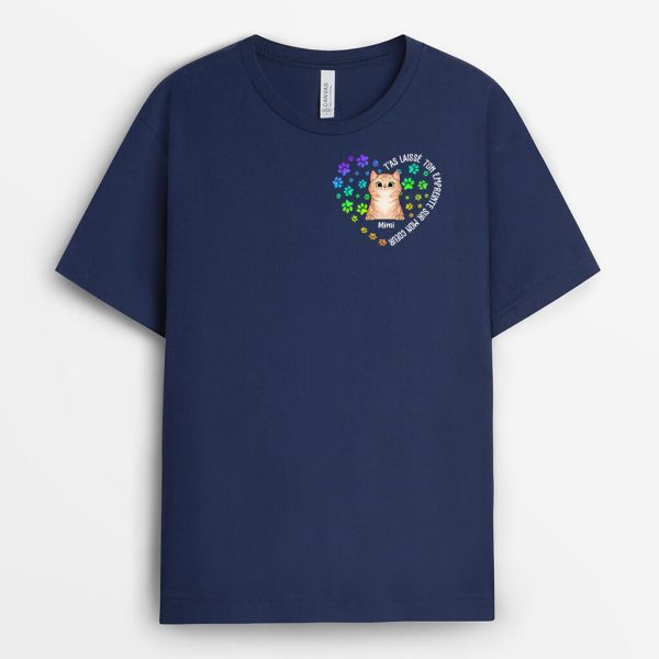 T-shirt Empreintes de Pattes sur Mon Cœur Chat Personnalise