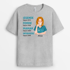 T-shirt Epouse Maman Mamie Infirmiere Geniale Personnalise T-shirt Epouse Maman Mamie Infirmiere Geniale Personnalise