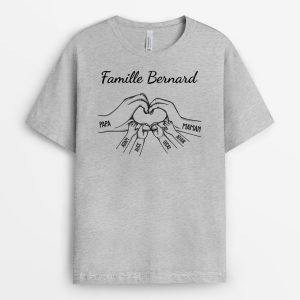 T shirt Famille Mains en Coeur Personnalise 1