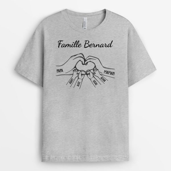 T-shirt Famille Mains en Coeur Personnalise