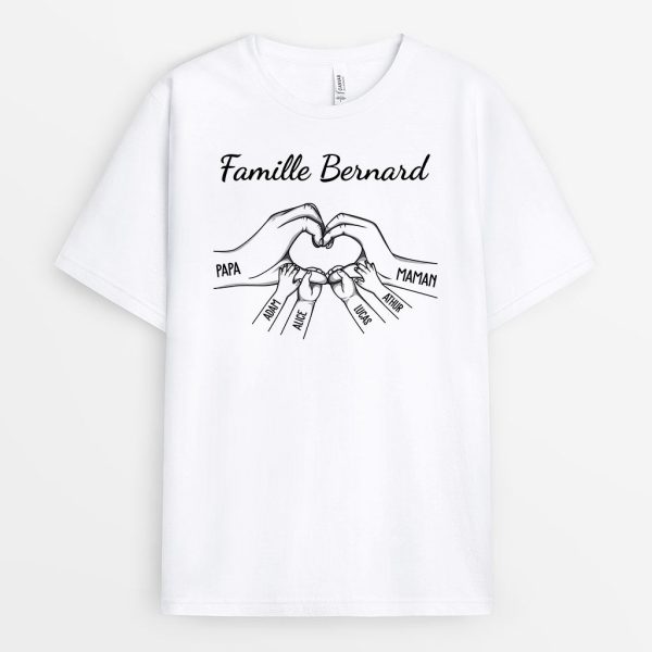 T-shirt Famille Mains en Coeur Personnalise