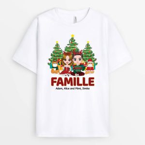 T-shirt Famille de Couple et de Chats Version Noel Personnalise T-shirt Famille de Couple et de Chats Version Noel Personnalise