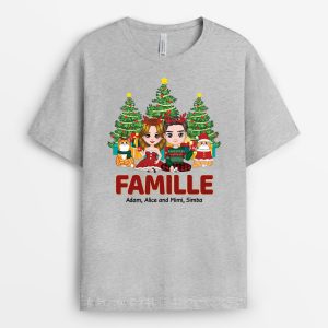 T-shirt Famille de Couple et de Chats Version Noel Personnalise T-shirt Famille de Couple et de Chats Version Noel Personnalise