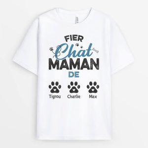 T-shirt Fier Papa Maman Chien Chat De Personnalise T-shirt Fier Papa Maman Chien Chat De Personnalise