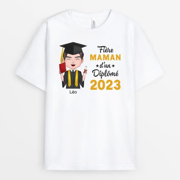 T-shirt Fiere Maman Fier Papa D’un Diplome Personnalise