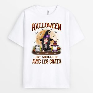 T-shirt Halloween Est Meilleur Avec Les Chats Personnalise T-shirt Halloween Est Meilleur Avec Les Chats Personnalise