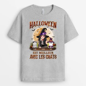 T-shirt Halloween Est Meilleur Avec Les Chats Personnalise T-shirt Halloween Est Meilleur Avec Les Chats Personnalise
