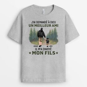 T-shirt J’ai Demande A Dieu Et Il M’a Envoye Ma Fille Mon Fils Personnalise T-shirt J’ai Demande A Dieu Et Il M’a Envoye Ma Fille Mon Fils Personnalise