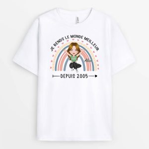 T-shirt Je Rends Le Monde Meilleur Depuis 18eme Anniversaire Personnalise T-shirt Je Rends Le Monde Meilleur Depuis 18eme Anniversaire Personnalise
