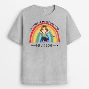 T-shirt Je Rends Le Monde Meilleur Depuis 18eme Anniversaire Personnalise T-shirt Je Rends Le Monde Meilleur Depuis 18eme Anniversaire Personnalise