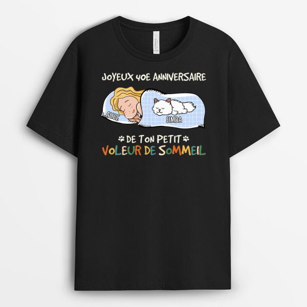 T-shirt Joyeux 40e Anniversaire Petit Voleur de Sommeil Personnalise