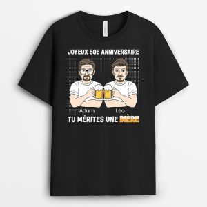 T-shirt Joyeux 50e Anniversaire Tu Merites Une Biare Personnalise T-shirt Joyeux 50e Anniversaire Tu Merites Une Biare Personnalise