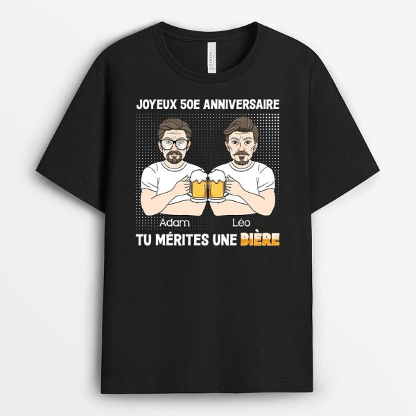 T-shirt Joyeux 50e Anniversaire Tu Merites Une Biare Personnalise