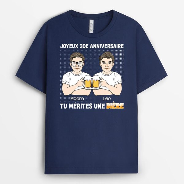 T-shirt Joyeux 50e Anniversaire Tu Merites Une Biare Personnalise