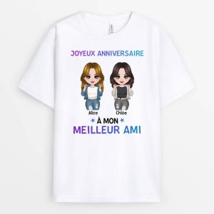 T-shirt Joyeux Anniversaire A Meilleure Amie Personnalise T-shirt Joyeux Anniversaire A Meilleure Amie Personnalise