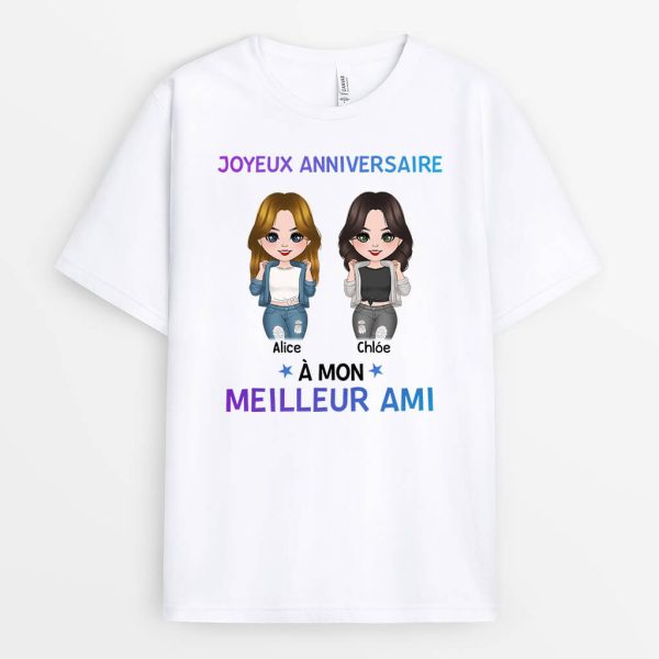 T-shirt Joyeux Anniversaire A Meilleure Amie Personnalise