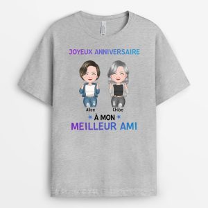 T-shirt Joyeux Anniversaire A Meilleure Amie Personnalise T-shirt Joyeux Anniversaire A Meilleure Amie Personnalise